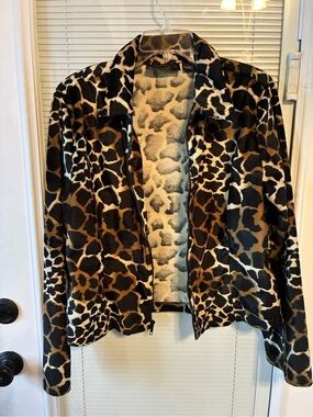 Selene Sport Leopard Print Zip Jacket - Brown & Black